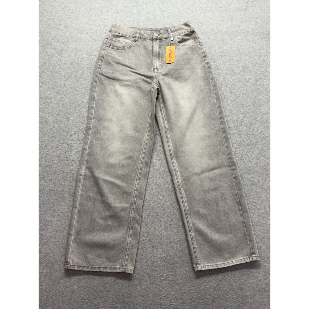 MYOURSA Light Grey Wide Leg High Rise Jeans MYJ304 Size Medium